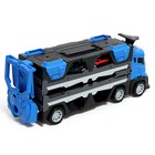 Парковка 2 в 1 Truck, 6 машинок, трансформируется в автотрек, звук, цвет синий - фото 4116451