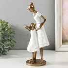 Фигура полистоун «Мама с дочкой, в белых платьях с цветами», 9×8.5×23.5 см - Фото 4