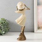Фигура полистоун «Девушка в широкополой шляпе. Ветер», песочная с бронзой, 12.5×9.5×31 см - Фото 3