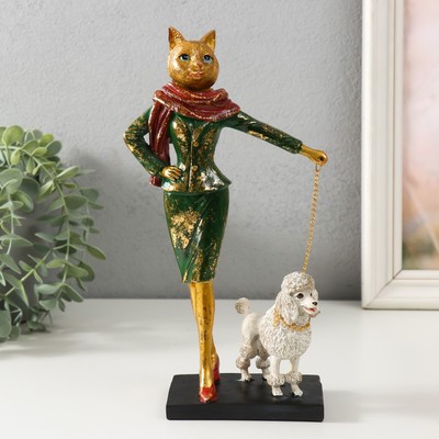 Фигурка полистоун «Мадмуазель Кошка выгуливает пуделя», 13.5×7.5×24.5 см