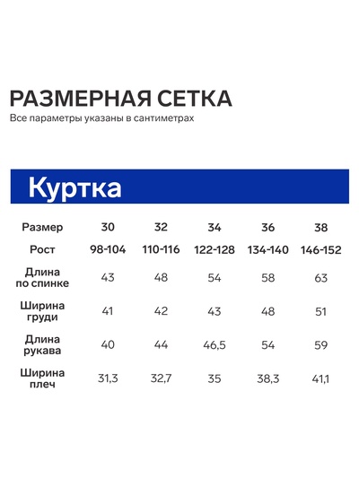 Куртка детская KAFTAN, размер 32 (110-116 см), синяя