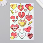 Голографические наклейки (стикеры) "Сердечки" 10х15 см, 5-218 - Фото 1