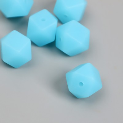 Бусина силикон "Многогранник" голубой лед d=1,4 см