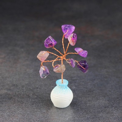 Денежное дерево декоративное «Сувенир бонсай. Мудрость. Аметист», натуральный камень, 7×3 см