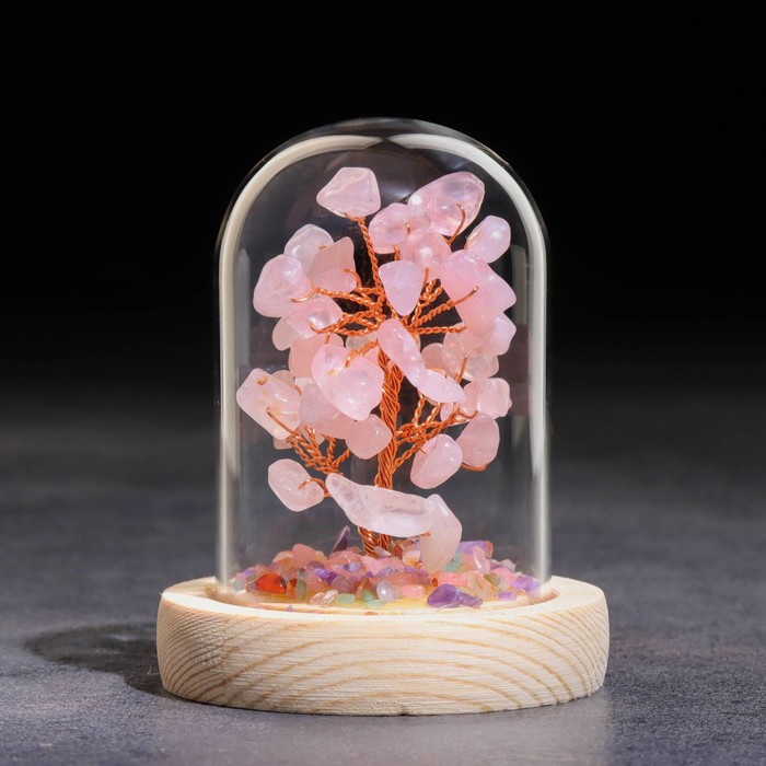 Сувенир в куполе "Дерево Любви. Розовый кварц", натуральный камень, 10 х 7 см - Фото 1