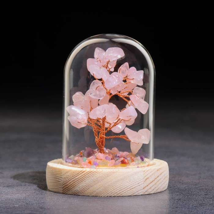 Сувенир в куполе "Дерево Любви. Розовый кварц", натуральный камень, 10 х 7 см