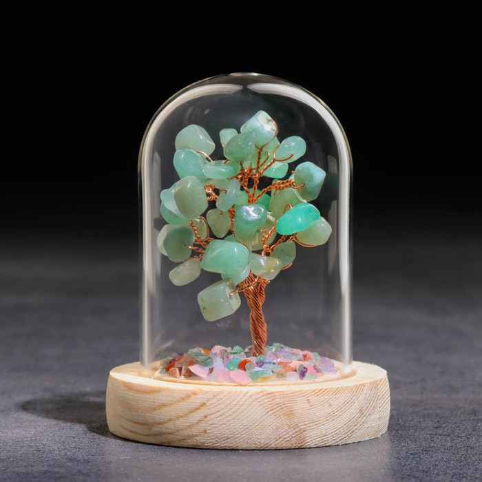 Сувенир в куполе "Дерево Энергии. Авантюрин зеленый", натуральный камень, 10 х 7 см - Фото 1