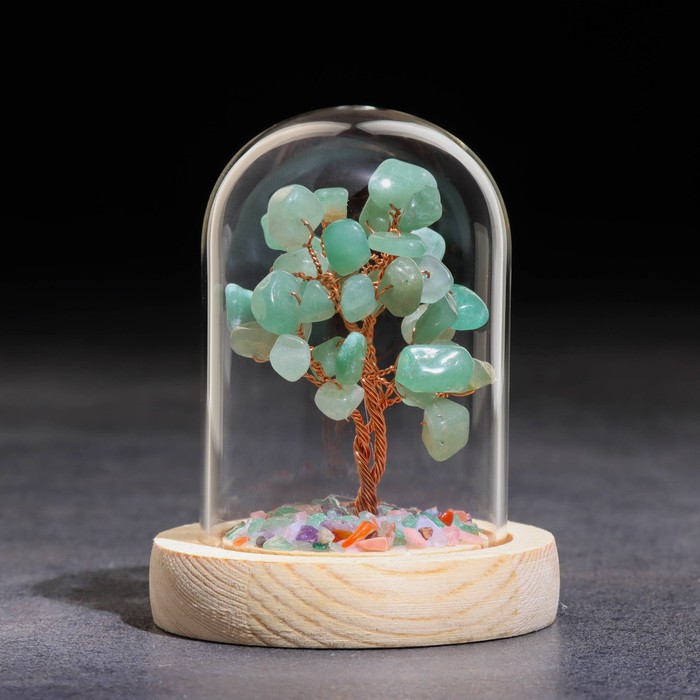 Сувенир в куполе "Дерево Энергии. Авантюрин зеленый", натуральный камень, 10 х 7 см