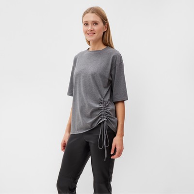 Футболка женская с кулиской MINAKU REGULAR FIT, серый, размер 52