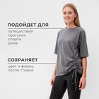 Футболка женская с кулиской MINAKU REGULAR FIT: серый, р-р 52 - Фото 7