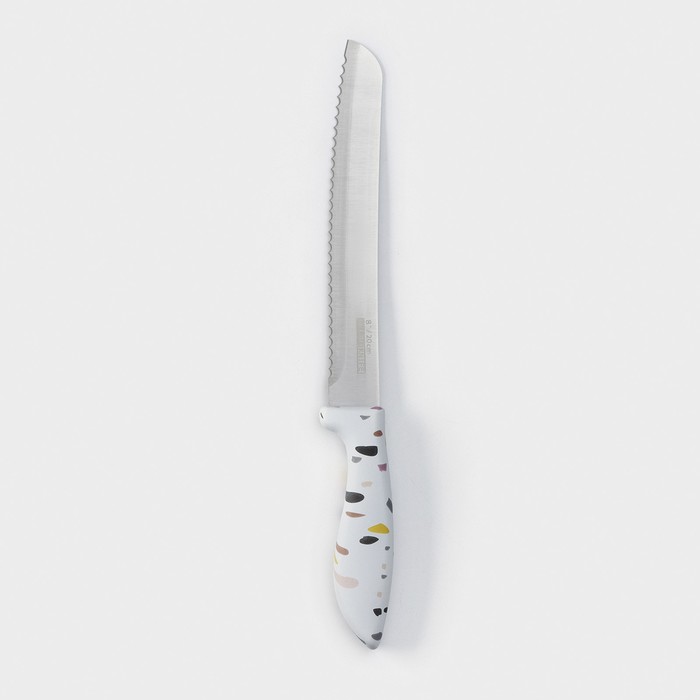 Нож для хлеба Доляна Sparkle, лезвие 20 см, цвет белый - фото 1928371046