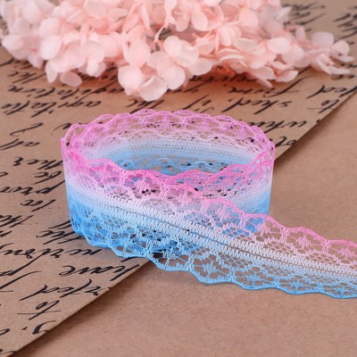 Кружево капроновое «Градиент», 28 мм, 10±1 м, цвет розовый/голубой №5