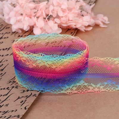 Кружево капроновое «Радуга волна», 35 мм, 10±1 м, цвет разноцветный №2