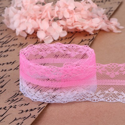 Кружево капроновое «Градиент», 35 мм, 10±1 м, цвет розовый/сиреневый №3