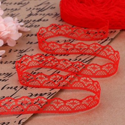 Кружево капроновое, 15 мм, 10±1 м, цвет красный №17