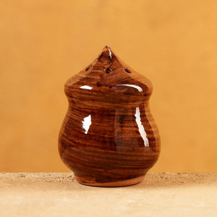 Солонка Риштанская керамика, коричневая