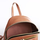 Мини-рюкзак из искусственной кожи на молнии, цвет пудровый - Фото 4