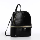 Мини-рюкзак из искусственной кожи на молнии, цвет чёрный - фото 11035545