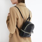 Мини-рюкзак из искусственной кожи на молнии, цвет чёрный - Фото 5