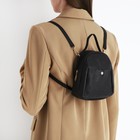 Мини-рюкзак женский из искусственной кожи на молнии, 1 карман, цвет чёрный - фото 11035567