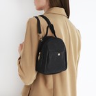 Мини-рюкзак женский из искусственной кожи на молнии, 1 карман, цвет чёрный - фото 11035568
