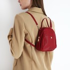 Мини-рюкзак женский из искусственной кожи на молнии, 1 карман, цвет красный - фото 11035573