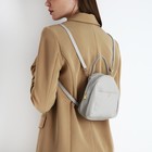 Рюкзак-мини женский из искусственной кожи на молнии, 1 карман, цвет серый - Фото 5