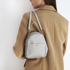 Мини-рюкзак женский из искусственной кожи на молнии, 1 карман, цвет серый - Фото 6