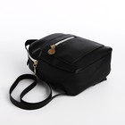 Мини-рюкзак женский из искусственной кожи на молнии, 1 карман, цвет чёрный - Фото 3
