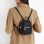 Мини-рюкзак женский из искусственной кожи на молнии, 1 карман, цвет чёрный - Фото 5