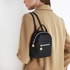 Мини-рюкзак женский из искусственной кожи на молнии, 1 карман, цвет чёрный - Фото 6