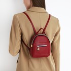 Рюкзак-мини женский из искусственной кожи на молнии, 1 карман, цвет бордовый - Фото 5
