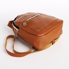 Мини-рюкзак женский из искусственной кожи на молнии, 1 карман, цвет коричневый - Фото 3