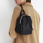 Рюкзак-мини женский из искусственной кожи на молнии, цвет чёрный - фото 23293771