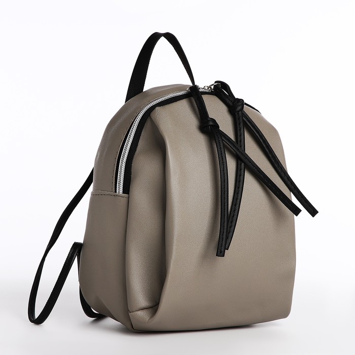 Мини-рюкзак женский из искусственной кожи на молнии, цвет серый - Фото 1