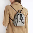Мини-рюкзак женский из искусственной кожи на молнии, цвет серый - Фото 5