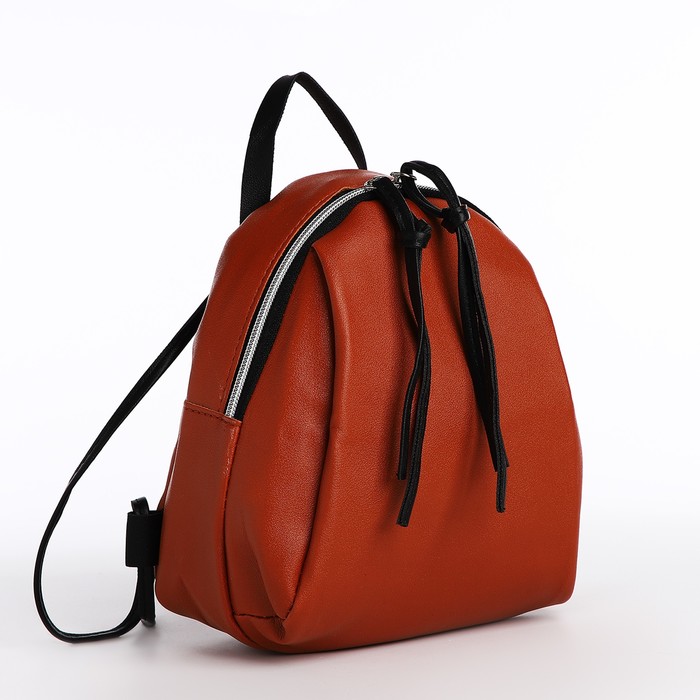 Мини-рюкзак женский из искусственной кожи на молнии, цвет коричневый - Фото 1