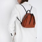 Мини-рюкзак женский из искусственной кожи на молнии, цвет коричневый - Фото 5