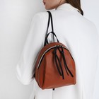 Мини-рюкзак женский из искусственной кожи на молнии, цвет коричневый - Фото 6
