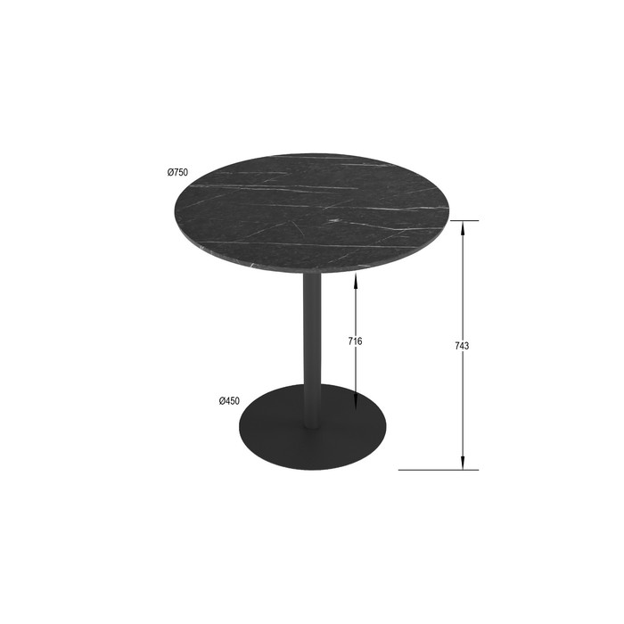 Стол обеденный «Дейл», 750×750×743 мм, цвет чёрный мрамор - фото 1909382386