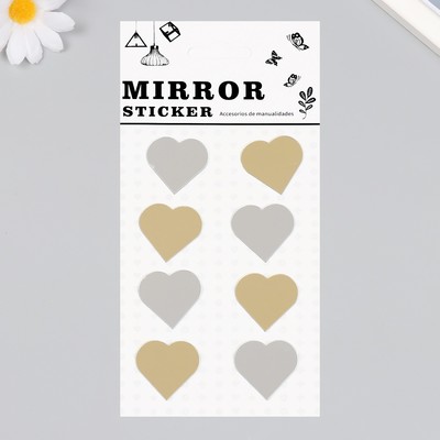 Наклейка интерьерная зеркальная «Сердечки», декор на стену, панно, 20×10 см