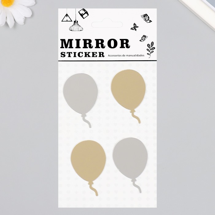 Наклейка зеркальная "Воздушные шары" 20х10 см - Фото 1