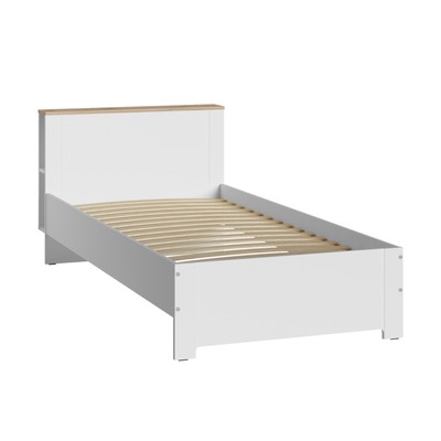 Кровать односпальная «Джастин 11.54», 2081×942×753 мм, цвет белый шагрень/дуб белый