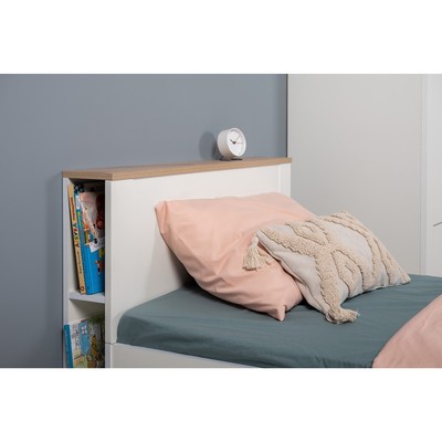 Кровать Джастин 11.54 с/м 900*1900, 2081х942х753,Белый шагрень/Дуб белый