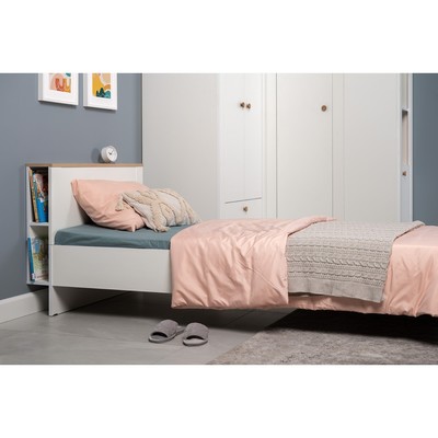 Кровать Джастин 11.54 с/м 900*1900, 2081х942х753,Белый шагрень/Дуб белый