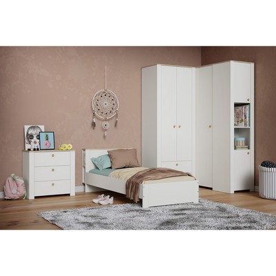 Кровать Джастин 11.54 с/м 900*1900, 2081х942х753,Белый шагрень/Дуб белый