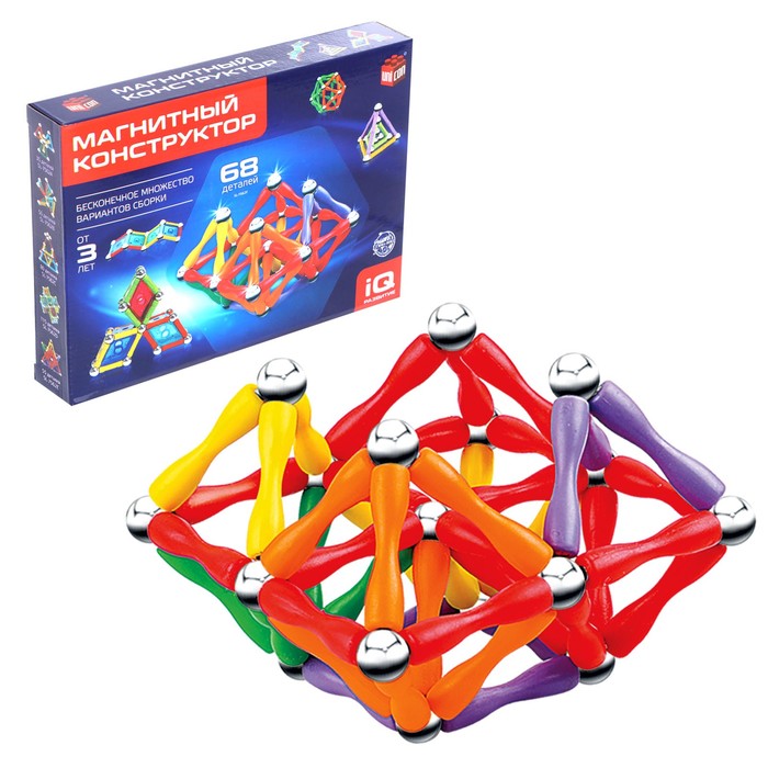 Уценка Конструктор магнитный «Необычные фигуры», 68 деталей - Фото 1