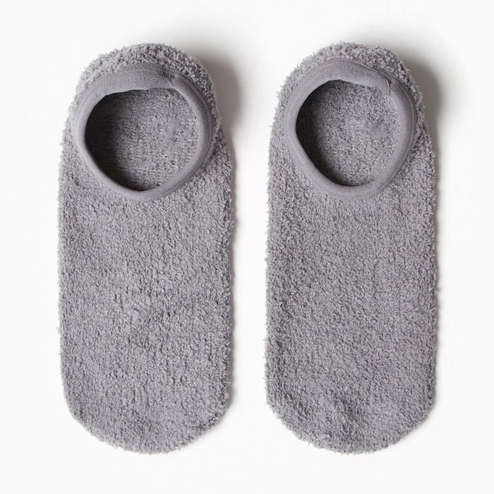 Носки женские укороченные с нескользящей подошвой, цвет серый, размер 36-39 - Фото 1