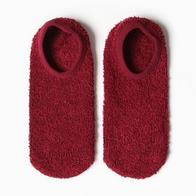 Носки женские укороченные с нескользящей подошвой, цвет тёмно-бордовый, размер 36-39