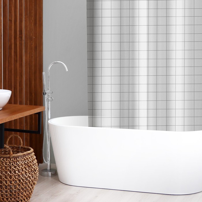 Штора для ванной SAVANNA «Квадро», 180×180 см, EVA, цвет белый - Фото 1